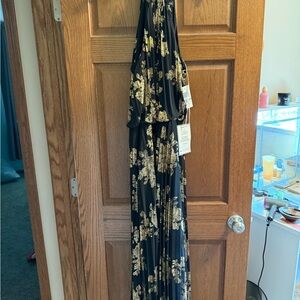 MSK Black Dress with Gold Accents